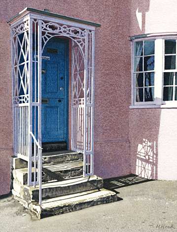 A painting of Magnolia Cottage, Lyme Regis by Margaret Heath.